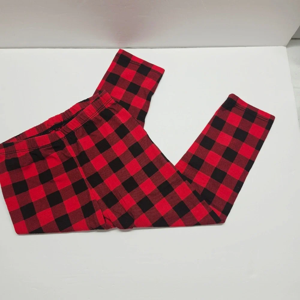 Disney Kids 4T Black Red Minnie Mouse Buffalo Plaid Ruffle 2 Piece Set